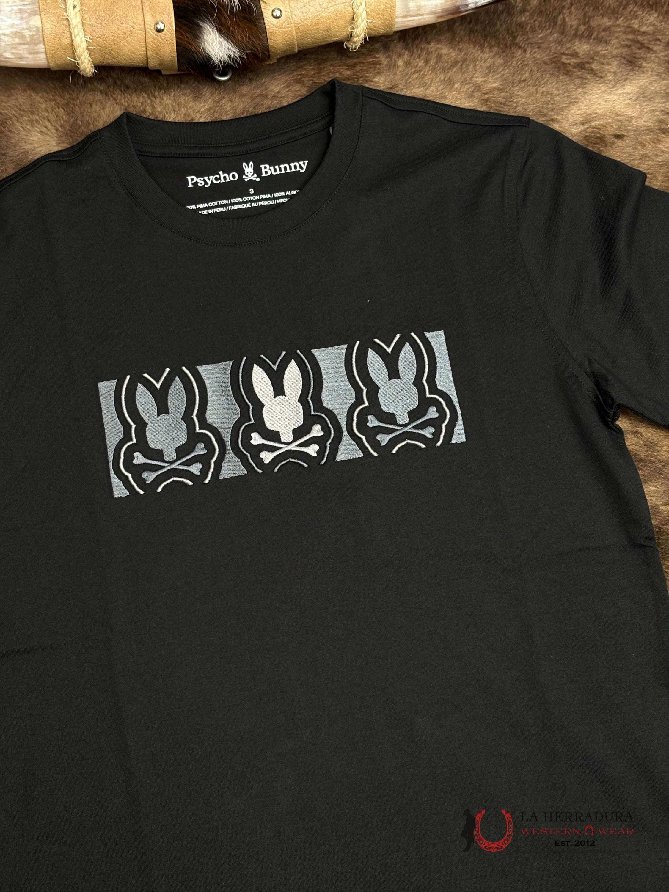 PSYCHO BUNNY MEN ROB GRAPHIC TEE BLACK SHIRT MT0200045 - La