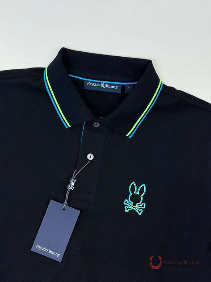 PSYCHO BUNNY SARATOGA BLACK POLO