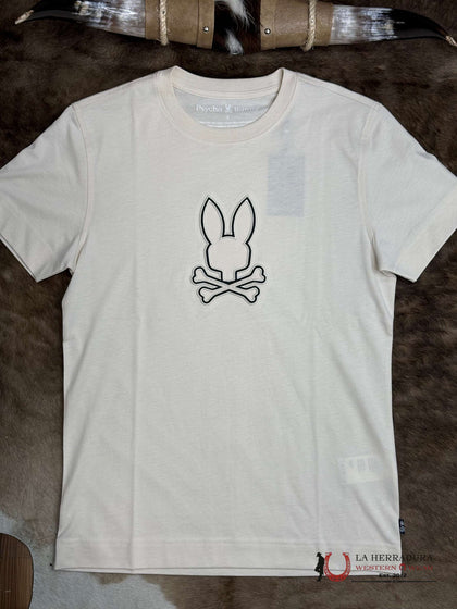 CAMISETA GRÁFICA PSYCHO BUNNY PARA HOMBRE SETH BLANCO GORRA GRIS MT0200005