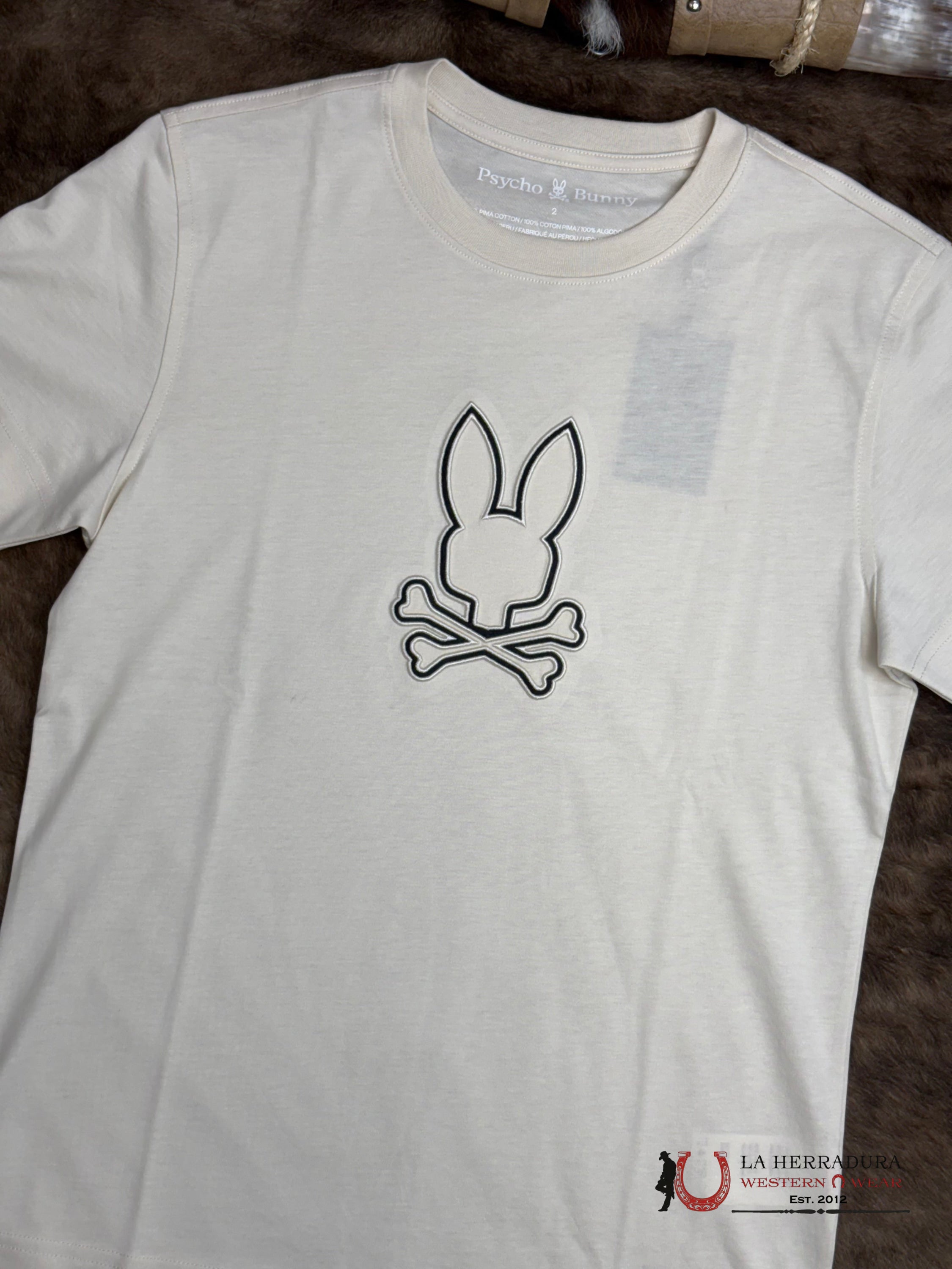 PSYCHO BUNNY SETH GRAPHIC TEE WHITE CAP GRAY SHIRT ROPA HOMBRES