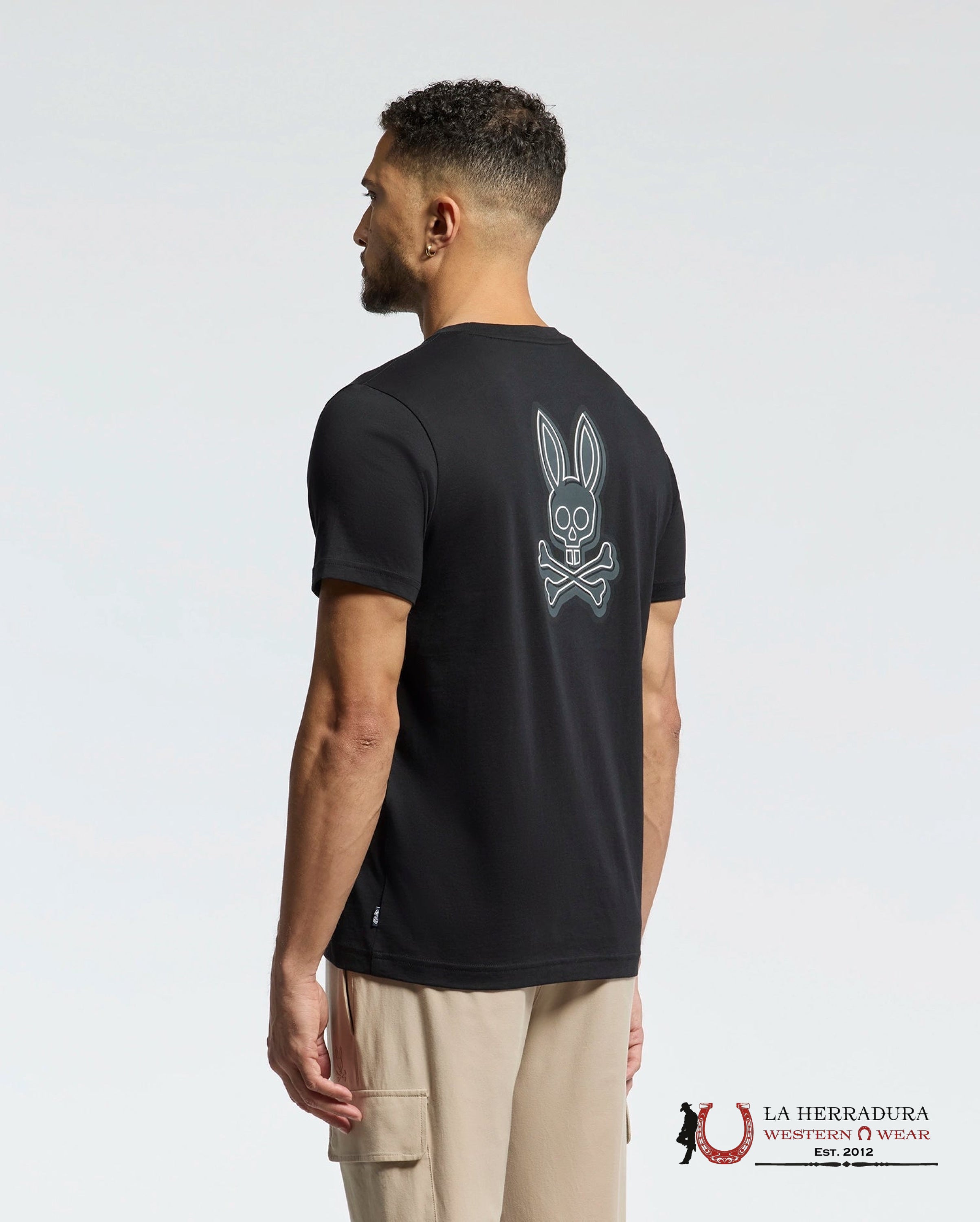 PSYCHO BUNNY SYDNEY BACK GRAPHIC TEE BLACK SHIRT ROPA HOMBRES