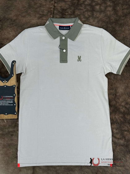 PSYCHO BUNNY MEN TATCHER PIQUE POLO 104 NATURAL LINEN B6K501F200