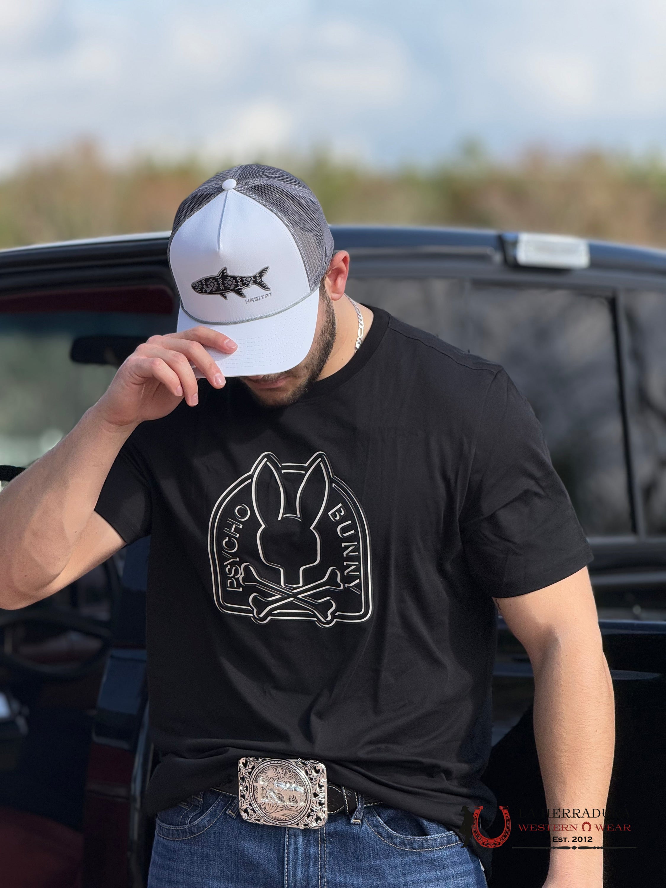 PSYCO BUNNY Melbourne Graphic Tee Black ROPA HOMBRES