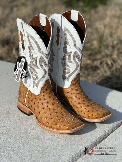 RANCHER EXOTIC OSTRICH UMBER BOOT SQ. TOE