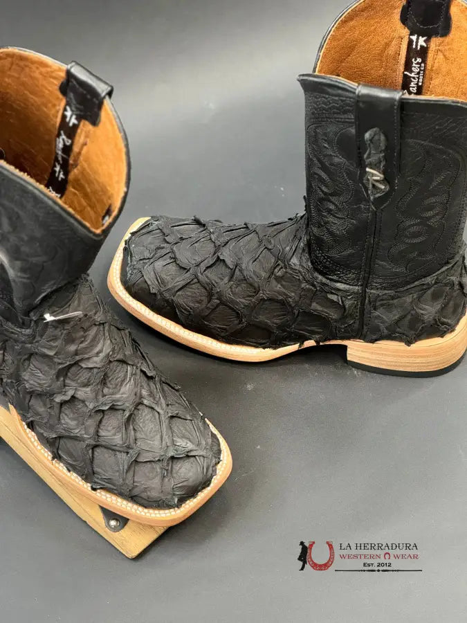 Ranchers Bigbass All Black Matte Telaraña Square Toe Boot Botas Hombres