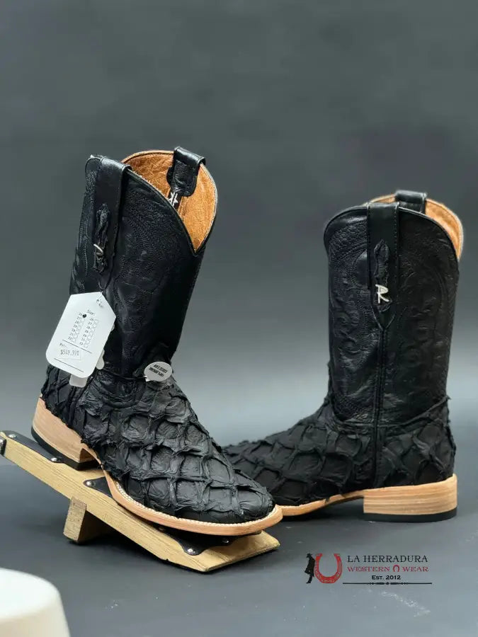 Ranchers Bigbass All Black Matte Telaraña Square Toe Boot Botas Hombres