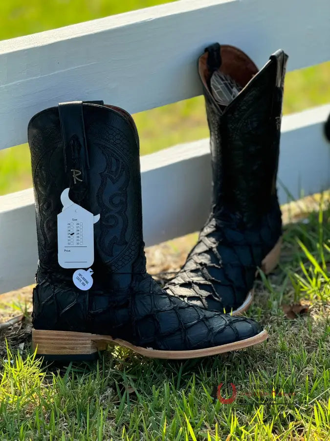 Ranchers Bigbass All Black Matte Telaraña Square Toe Boot Botas Hombres