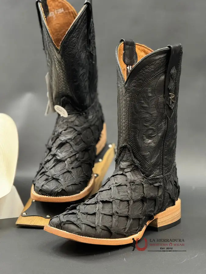 Ranchers Bigbass All Black Matte Telaraña Square Toe Boot Botas Hombres