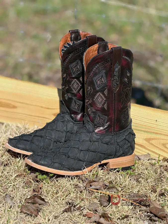 Ranchers Bigbass Black Matte Red Cherry Montana Boot Botas Hombres