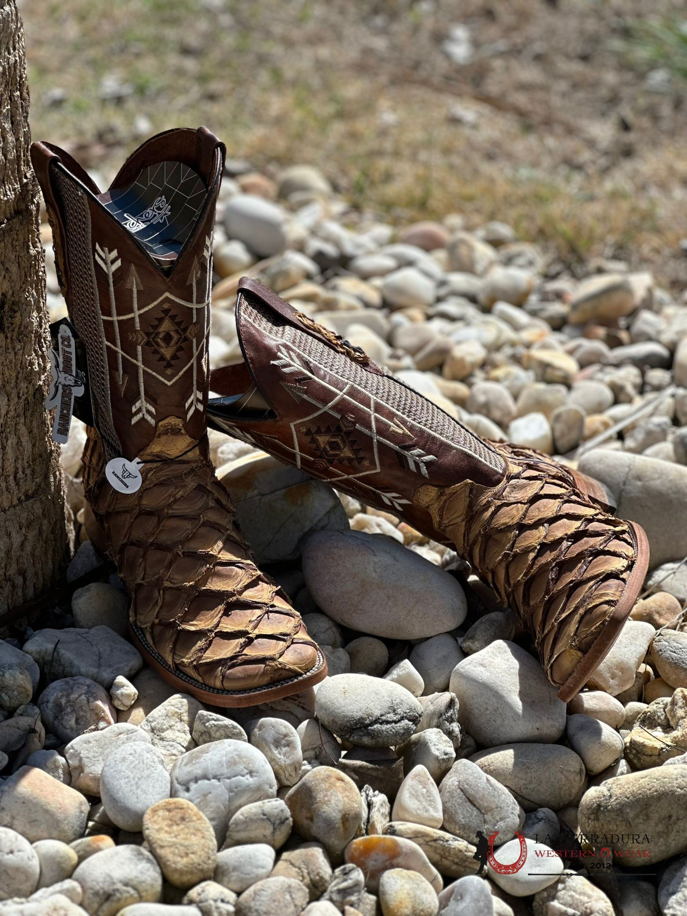 Ranchers Bigbass Caramel Shine Bicolor Tigua Botas Hombres