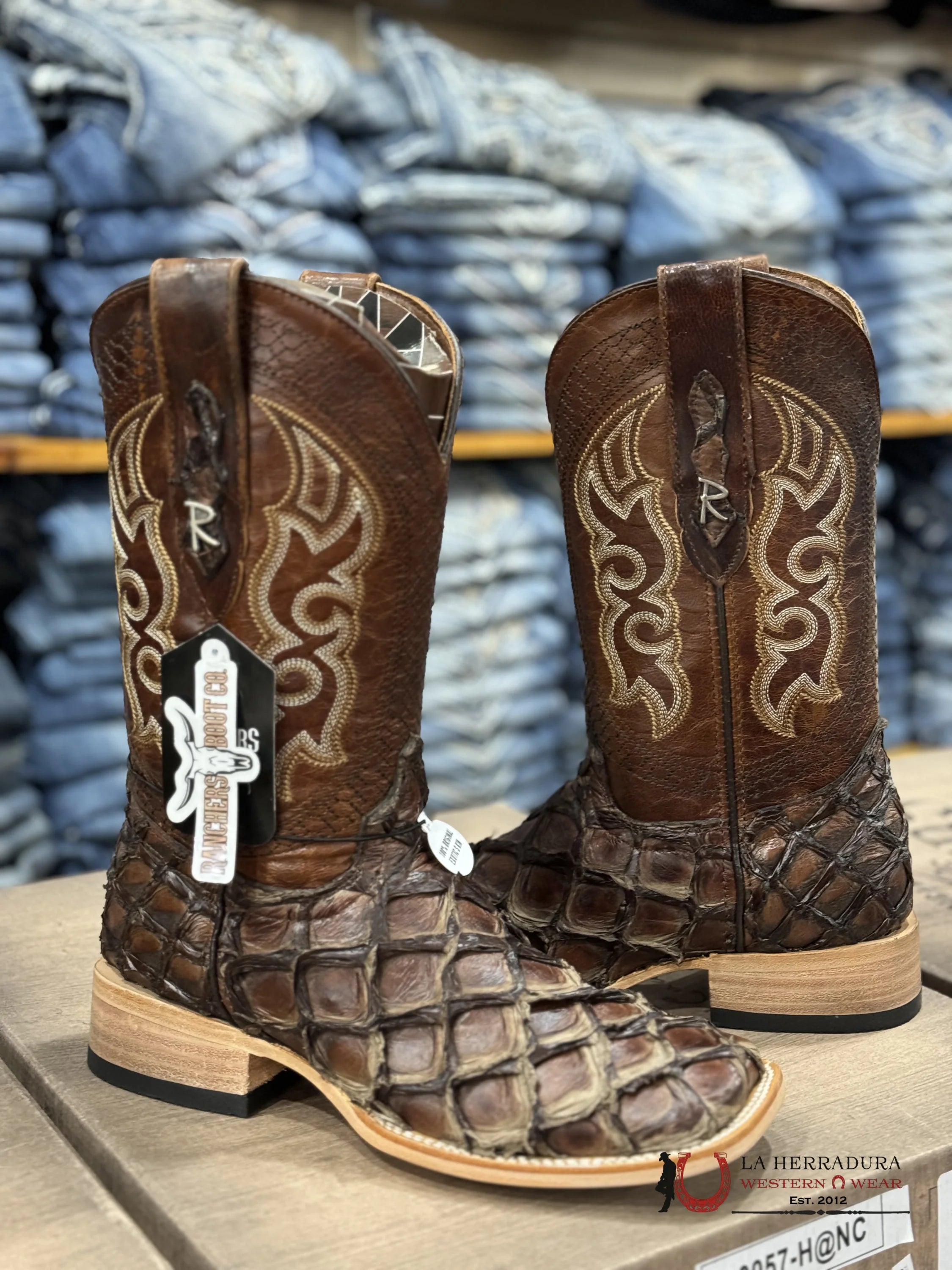 Ranchers Bigbass Cafe Brillo Telaraña Botas Hombres