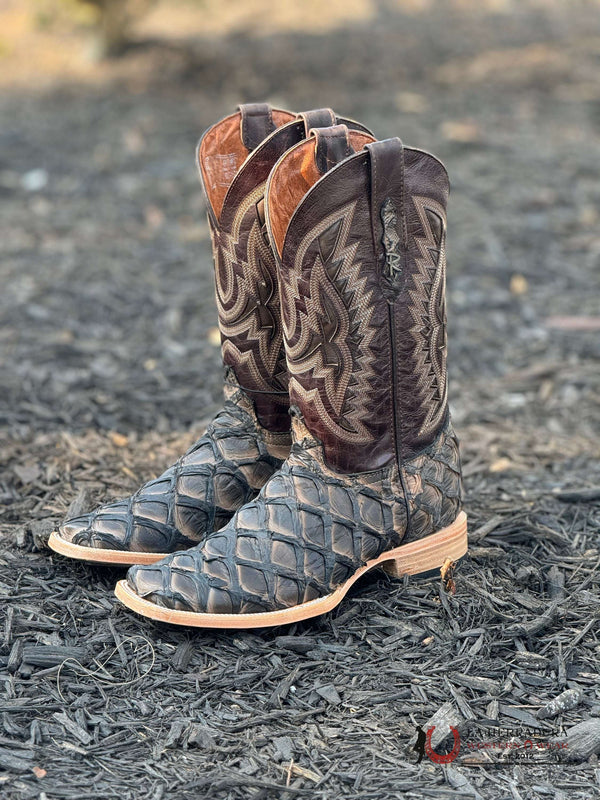 BOTAS CUADRADAS CON PUNTA RANCHERS EXOTIC BIGBASS CARAMEL BLACK RISE WILD FISH