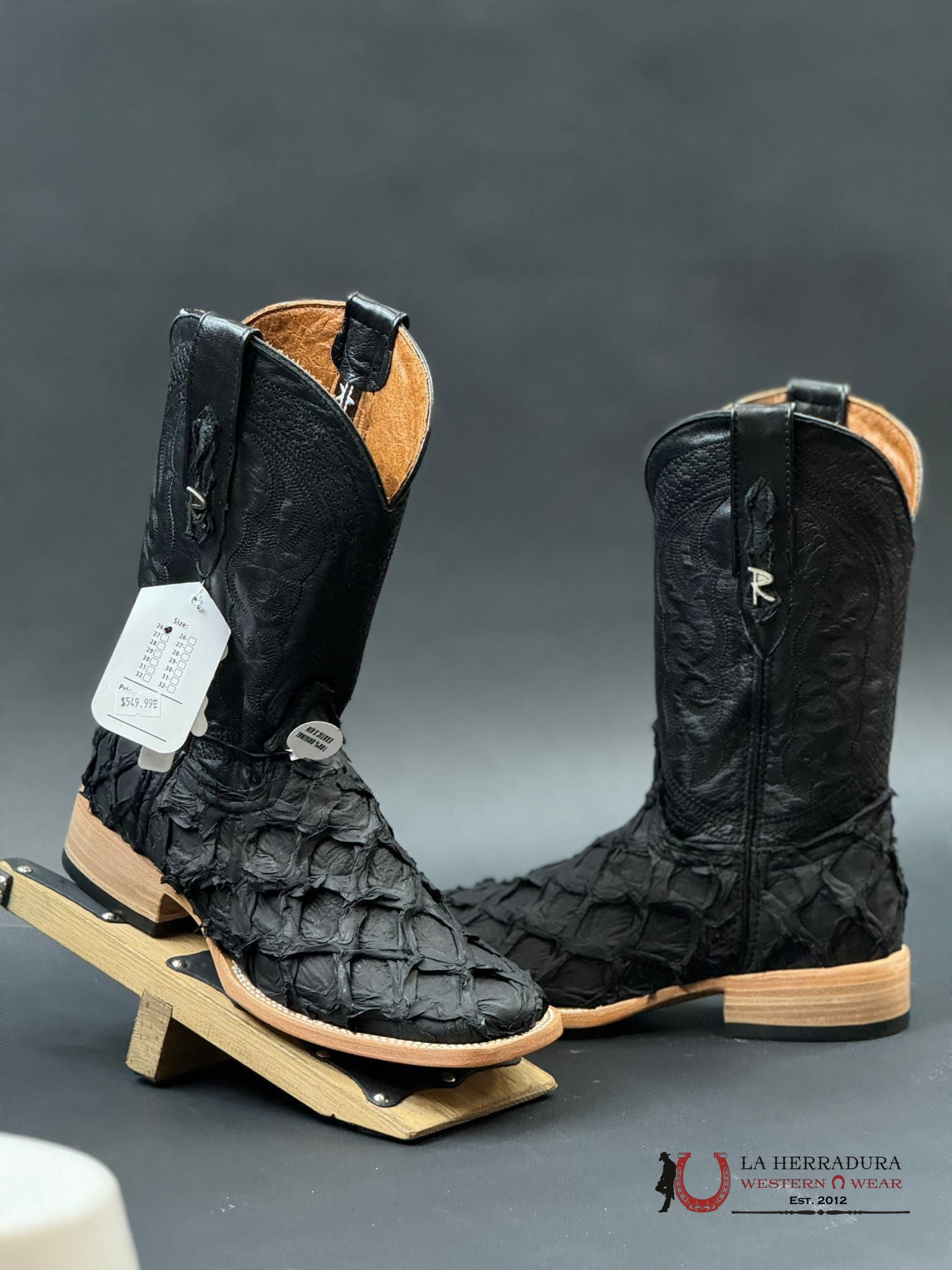 Ranchers Bigbass All Black Matte Telaraña Square Toe Boot Botas Hombres
