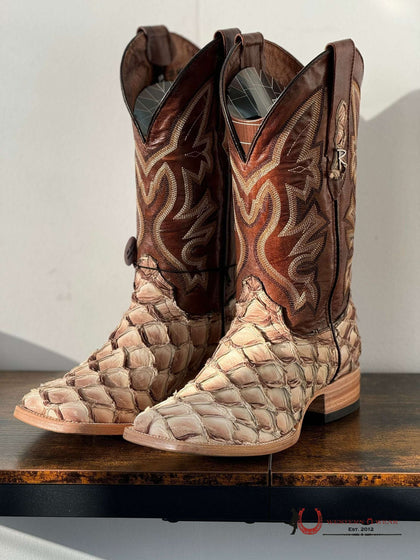 RANCHERS EXOTIC BIGBASS OATMEAL FISH BOOT SQ. TOE