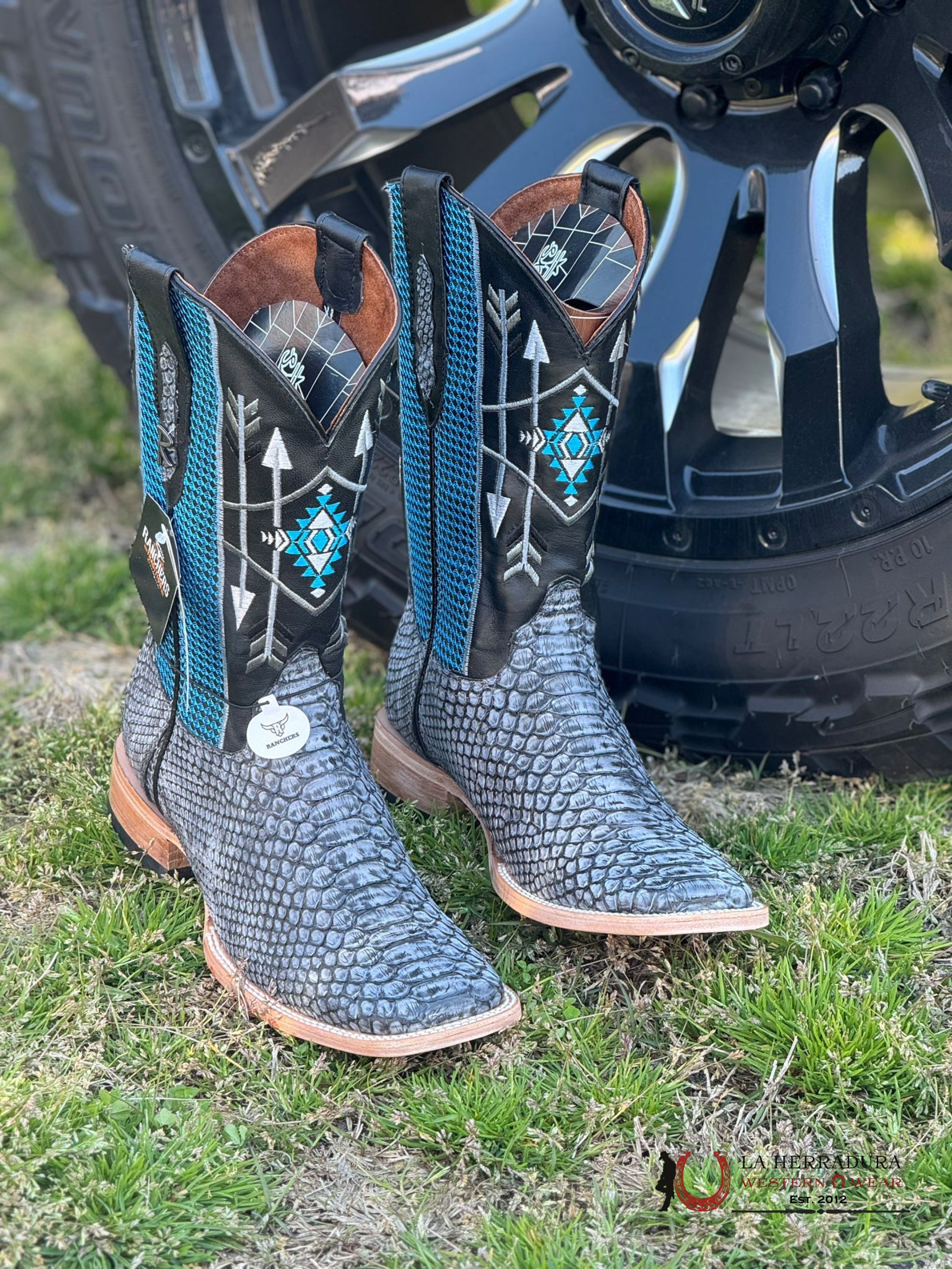 Ranchers Python Blue Rustic Botas Hombres