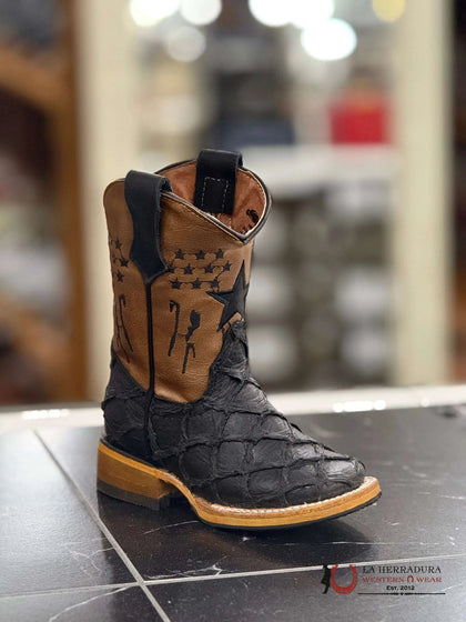 BOTA INFANTIL RANCHERS IMIT PIEL NEGRA/ESTRELLA TUBO
