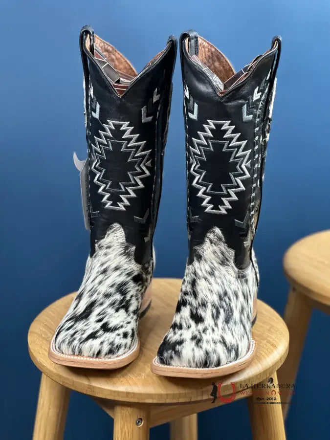 Ranchers Women Pelo De Vaca Ru Negro Cherokee Boot (Each Pair Is Unique) Botas Mujeres