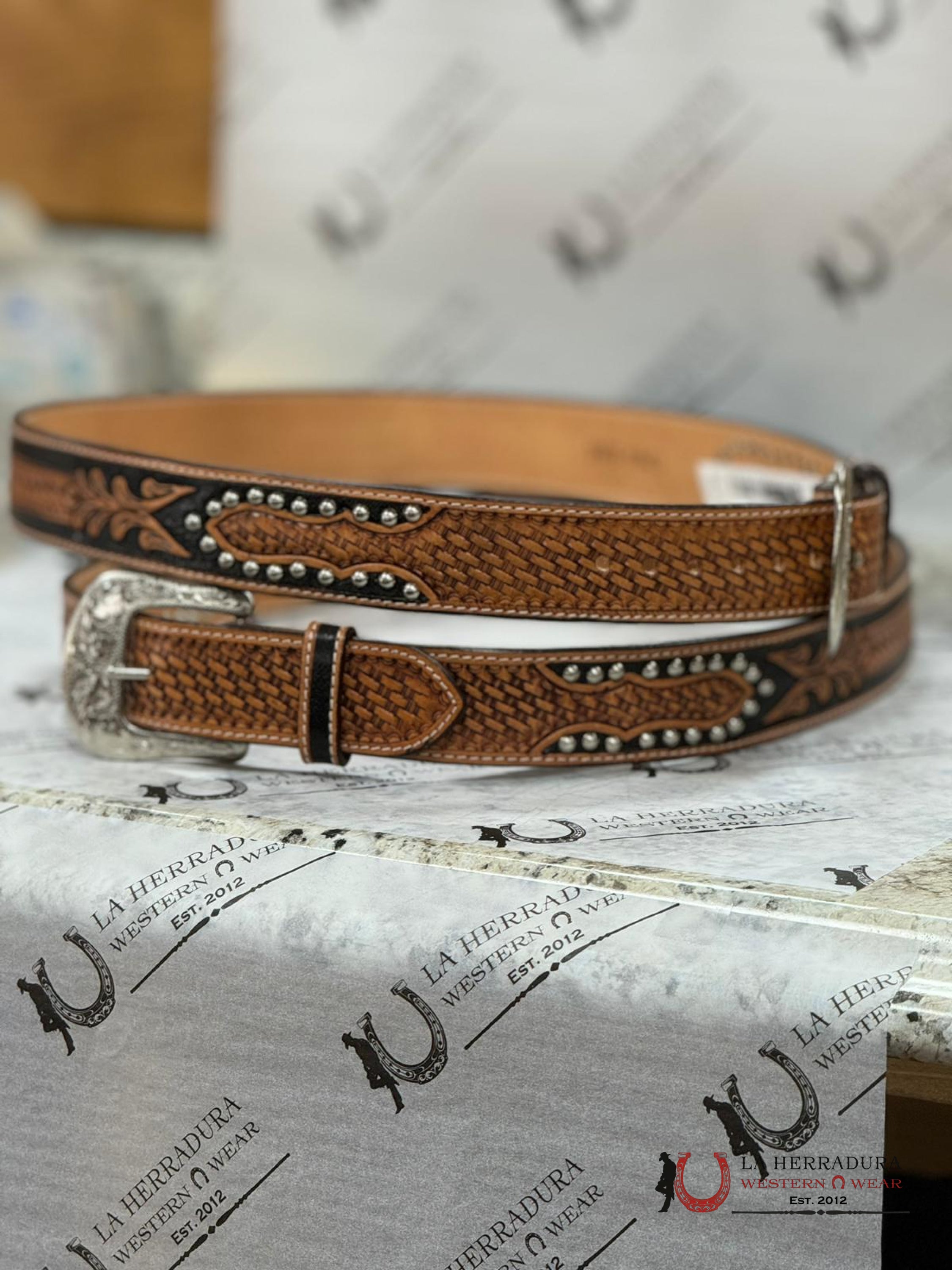 Ranger Hand Tooled Thread Belt Cinturones Hombres