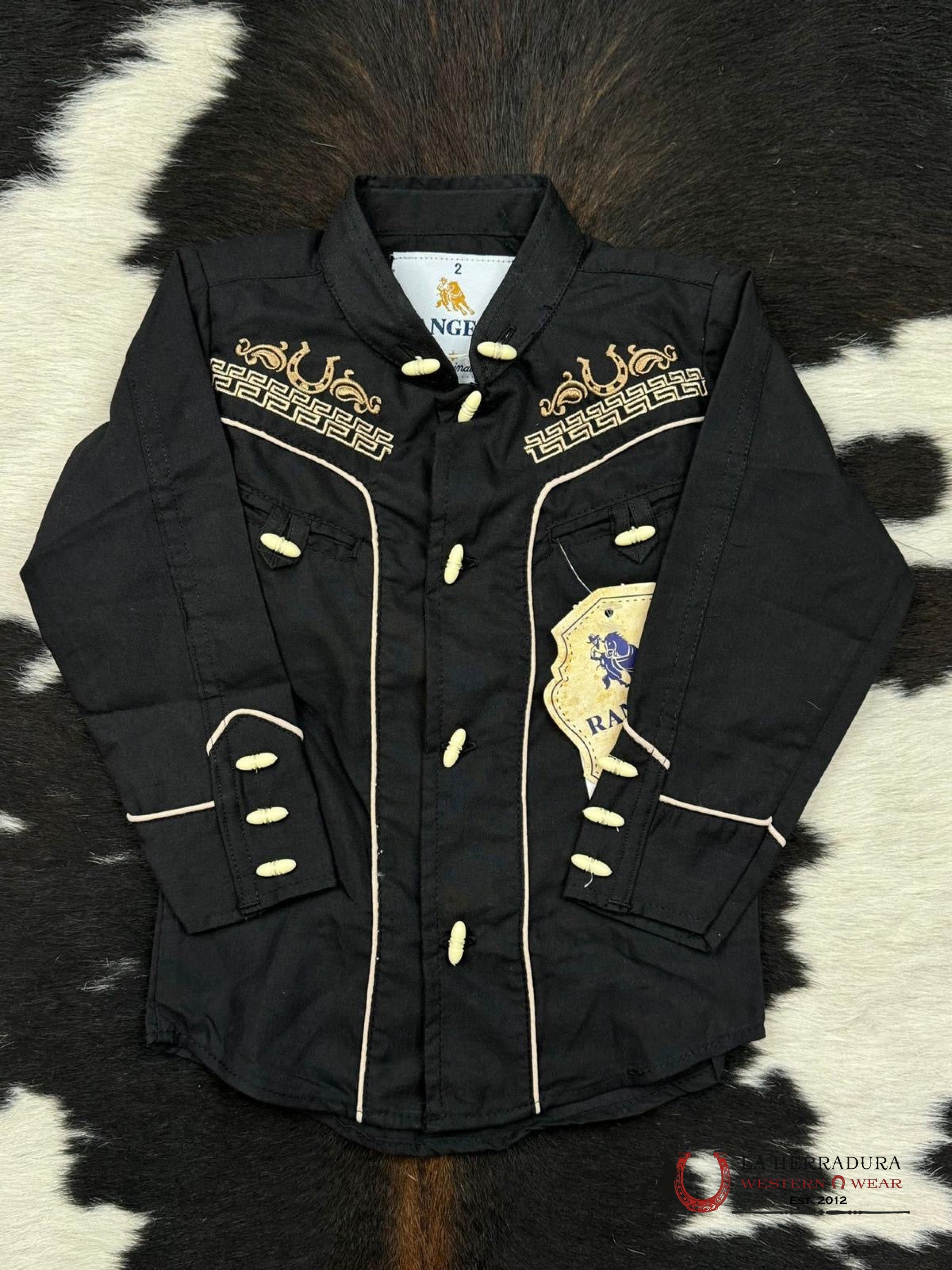 Ranger’s Charro Black Bordado Light Tan Niños