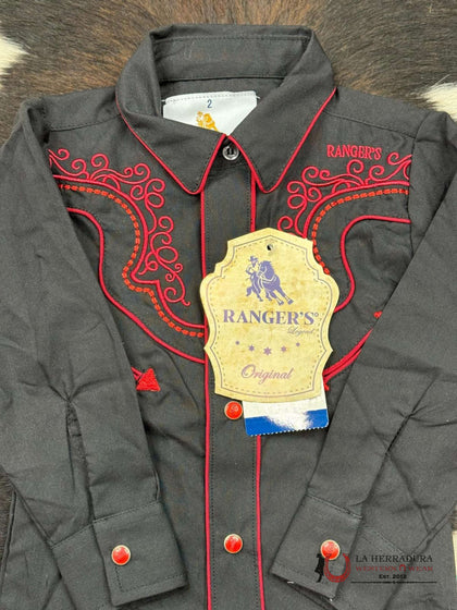 RANGERS CHARRO BLACK BORDADO RED KIDS 018NO01