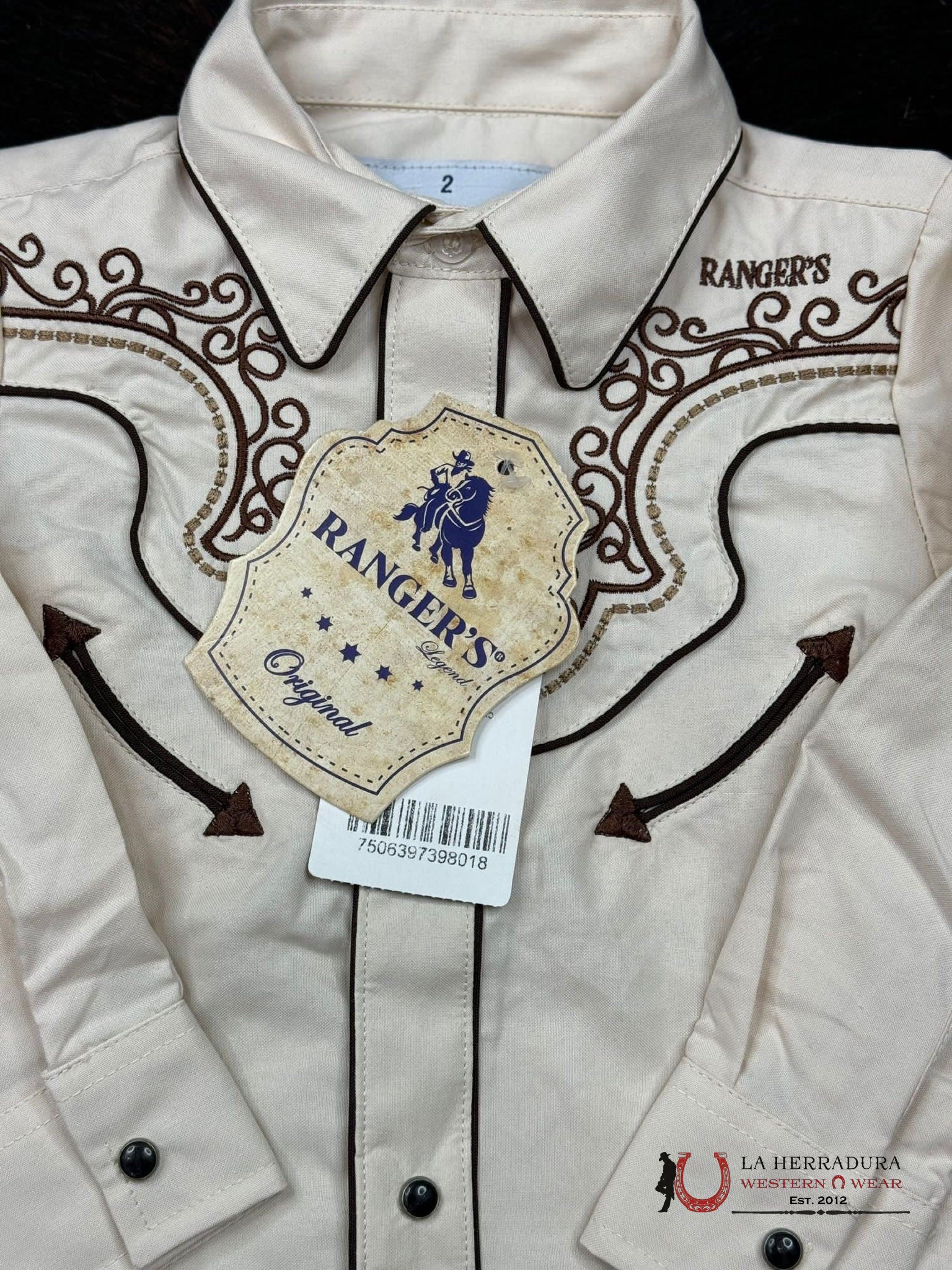 Ranger’s Charro Light Tan Bordado Brown Niños