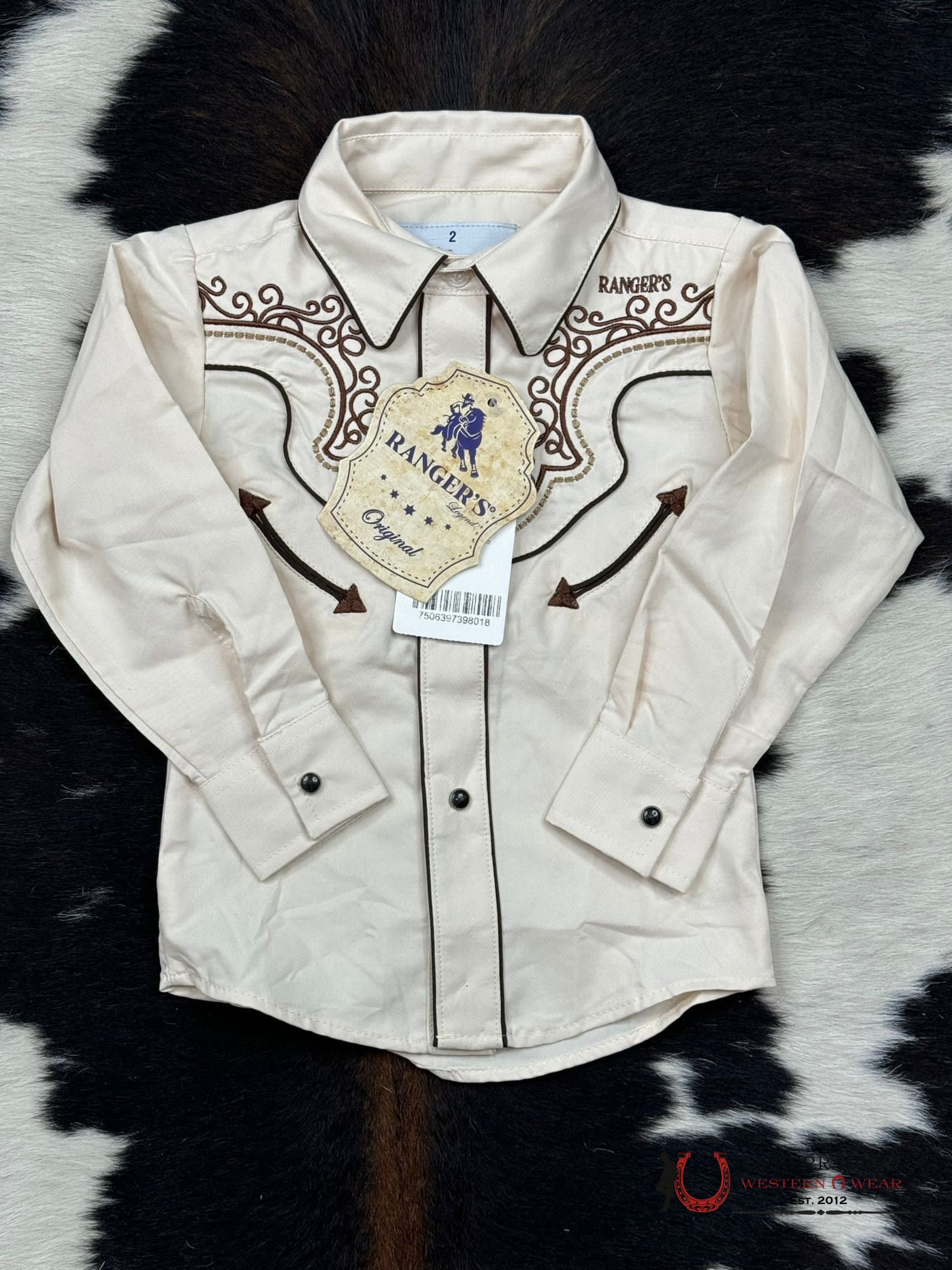 Ranger’s Charro Light Tan Bordado Brown Niños