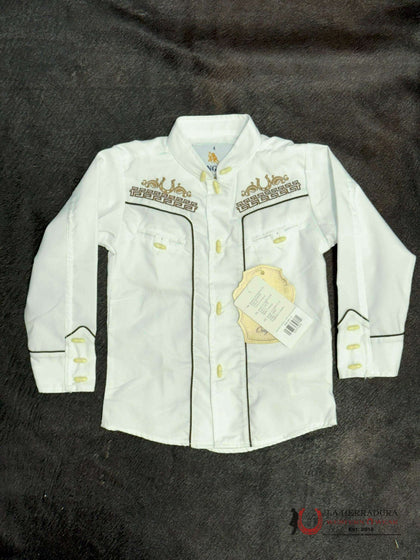 RANGERS CHARRO LUZ BLANCA BORDADA REY MARRÓN 011NO01