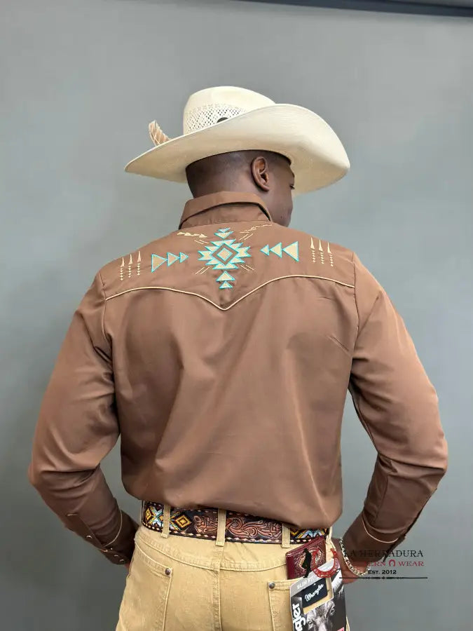 Rangers Legend Original Brown Charro Embroidered Ropa Hombres