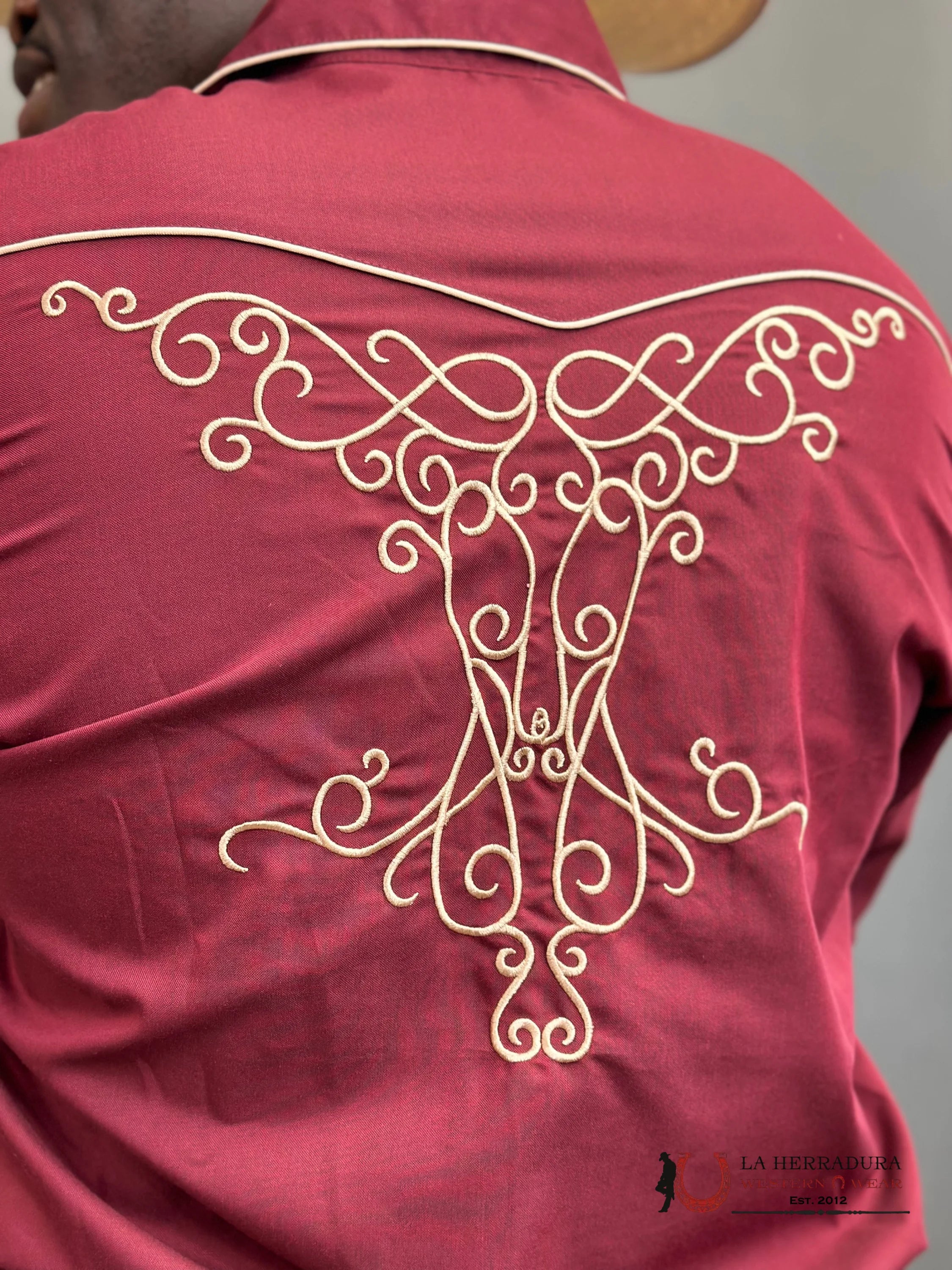 Rangers Legend Original Burgundy Charro Tan Embroidered Ropa Hombres