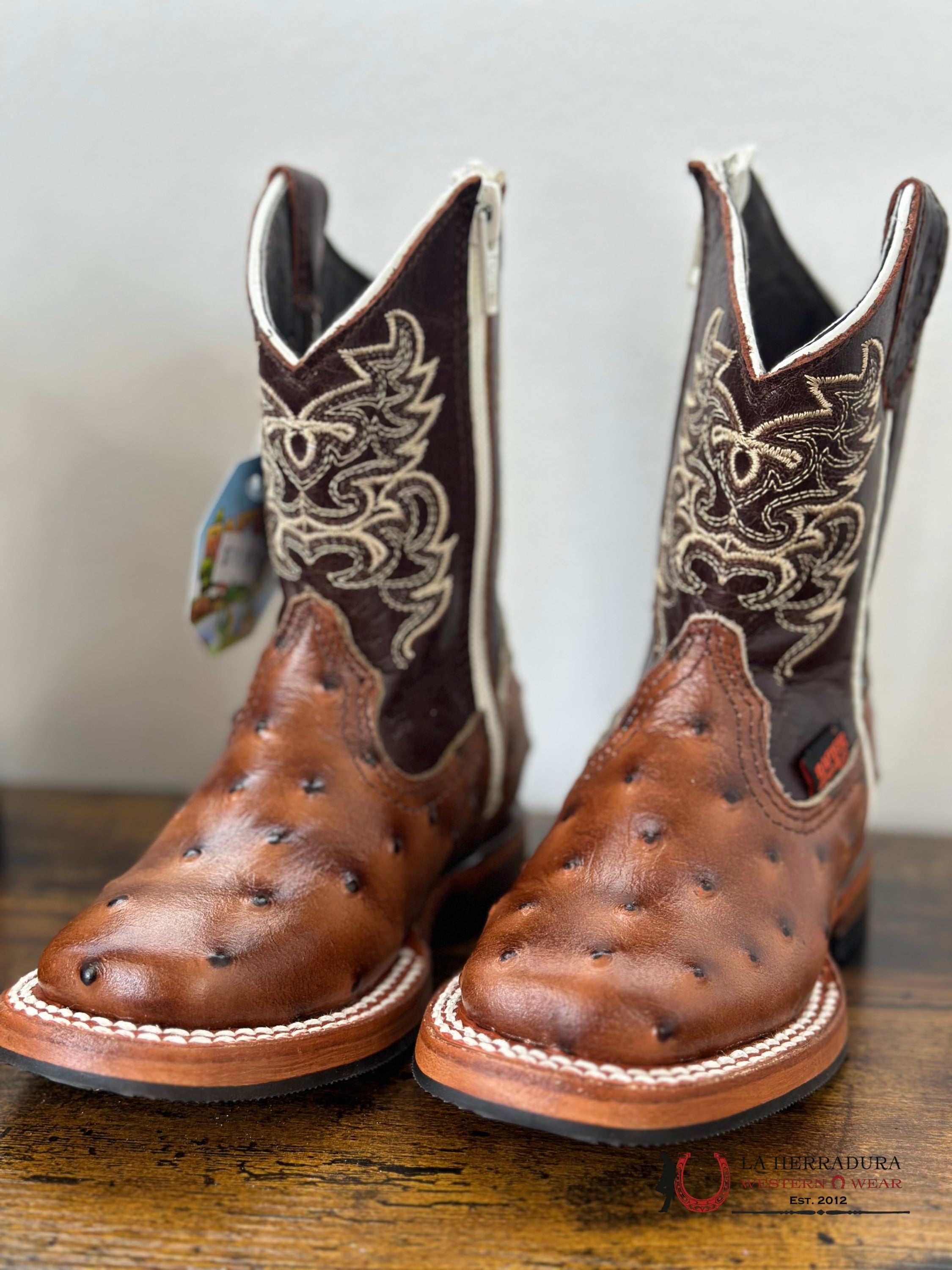 Raptor Kids Boot Ostrich Braza Cogñac Zipper Niños