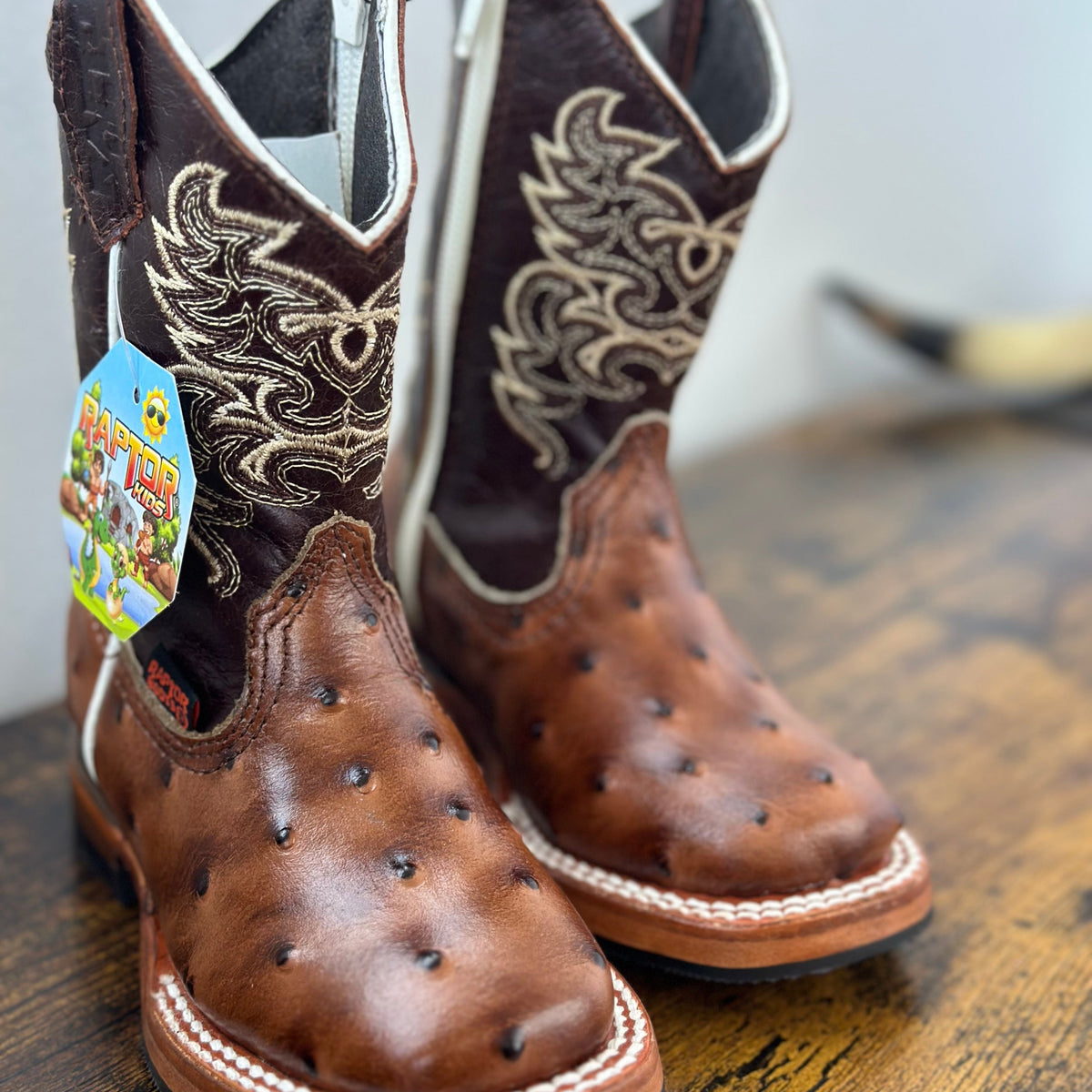 RAPTOR KIDS BOOT OSTRICH BRAZA COGÑAC ZIPPER