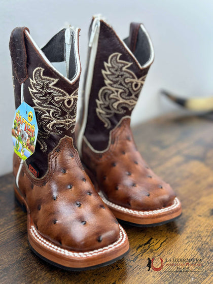 RAPTOR KIDS BOOT OSTRICH BRAZA COGÑAC ZIPPER