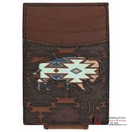 RDH BROWN LEATHER AZTEC CARD CASE W/MAGNETIC CLIP- 22228875M6