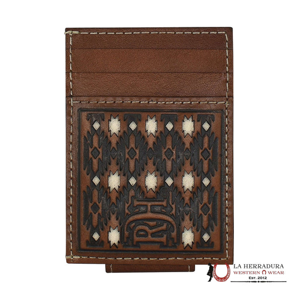 RDH BILLETERA AZTECA MARRÓN DE HOMBRE CON FUNDA BLANCA PARA TARJETAS Y CLIP MAGNÉTICO - 23225875M9