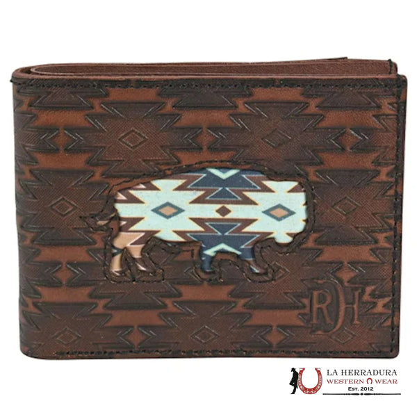 CARTERA AZTECA PLEGABLE MARRÓN OSCURO DE HOMBRE RDH - 22228881W6