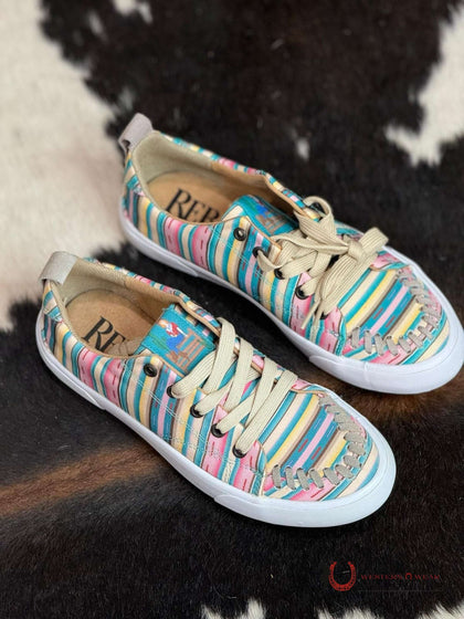 REBA PLATFORM PINK STRIPE TEXTILE UPPER BALANCE