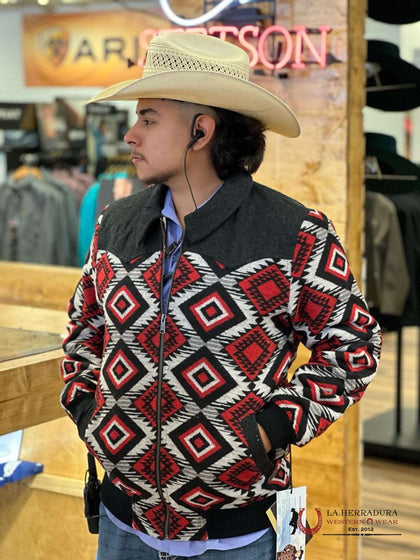 ABRIGO DE LANA CON ESTAMPADO AZTECA ROJO-PRM092RZZD