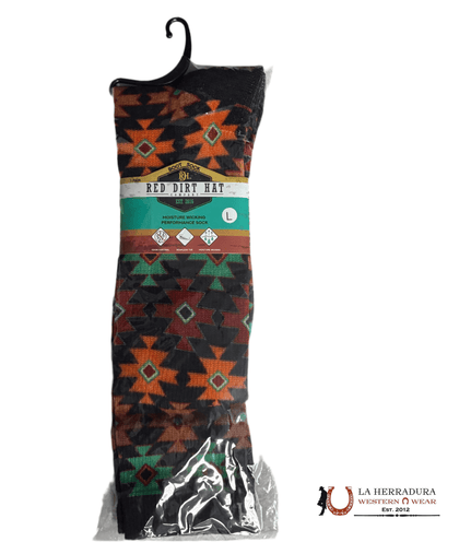 RED DIRT HAT AZTEC PRINT BLACK MIDCALF SOCKS 222317GWT