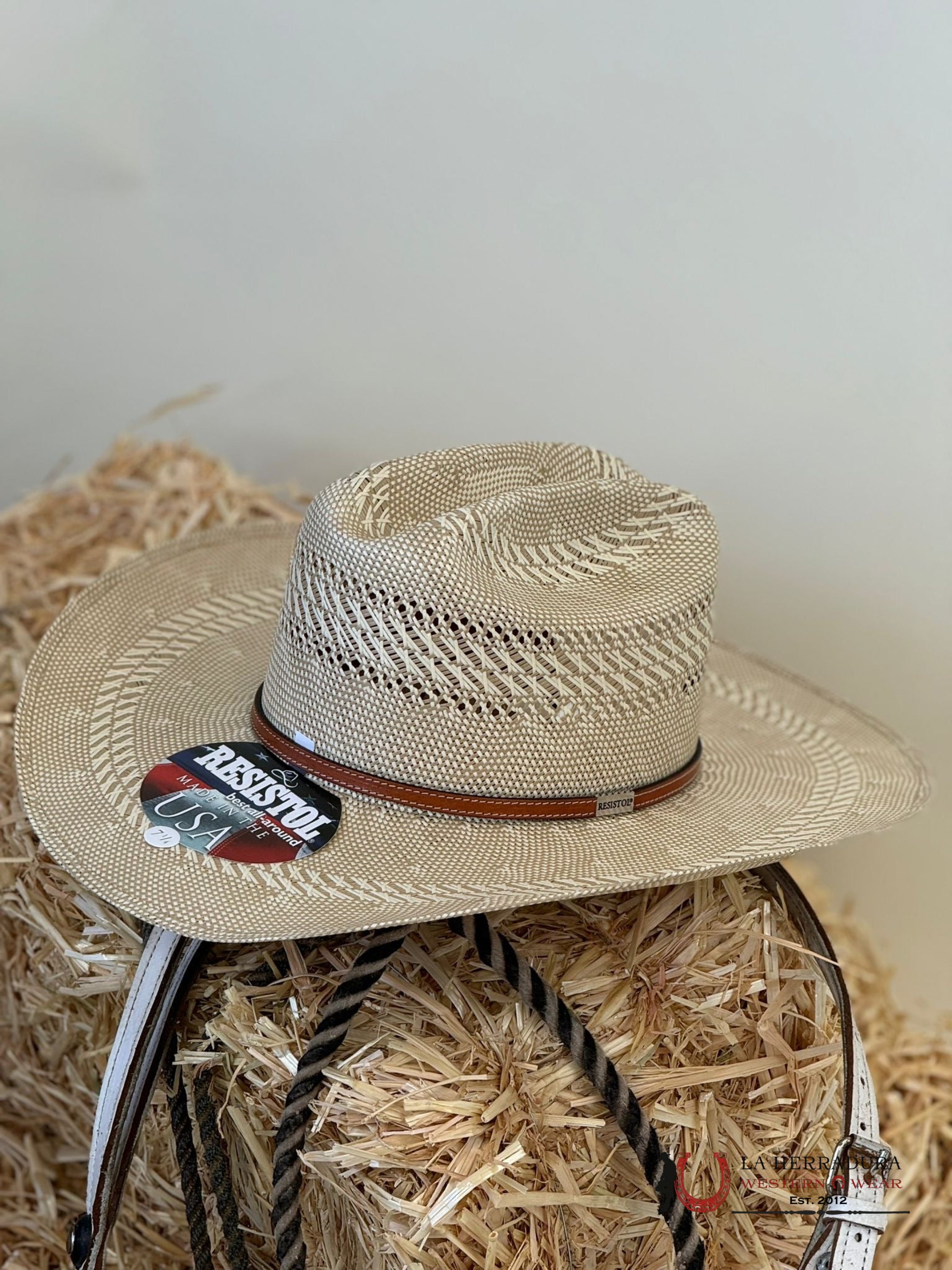 Resistol Natural Tan Open Range Reg 50X Straw Hat Tejana