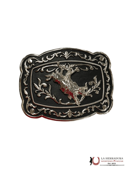 RIDING COWBOY BLACK DETAILS SQUARE BUCKLE
