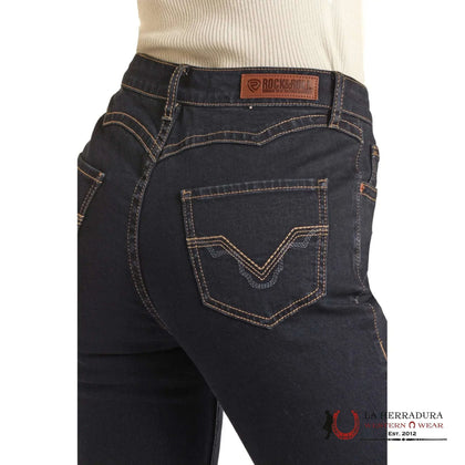 ROCK AND ROLL BLACK DARK WASH SCALLOP BACK YOKE TROUSER BW5MD02987