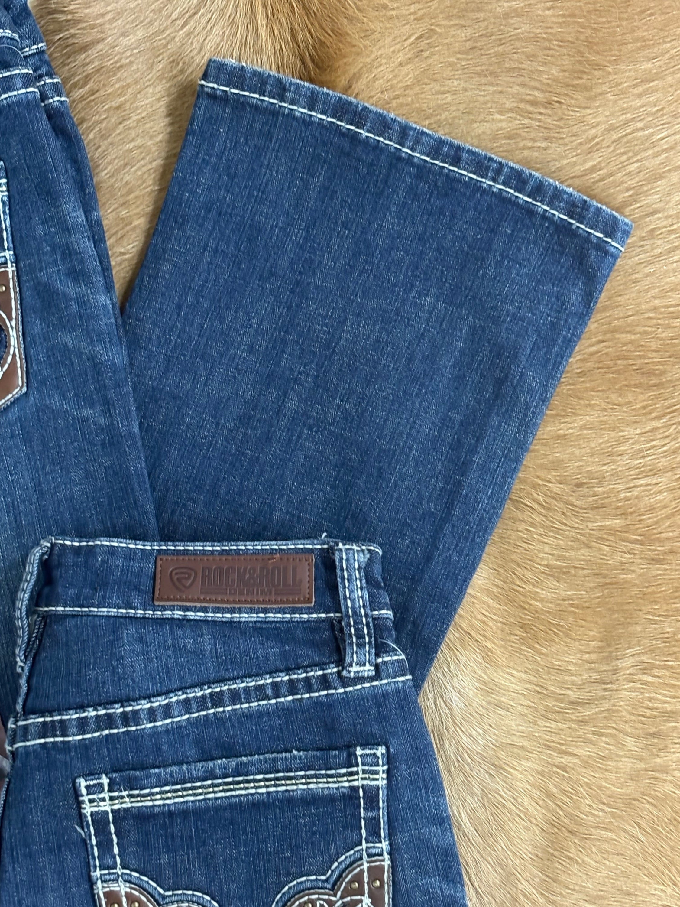 ROCK AND ROLL Dark Vintage Brown Pleather Emb. Bootcut - 2975 ROCK&ROLL JEANS WOMEN