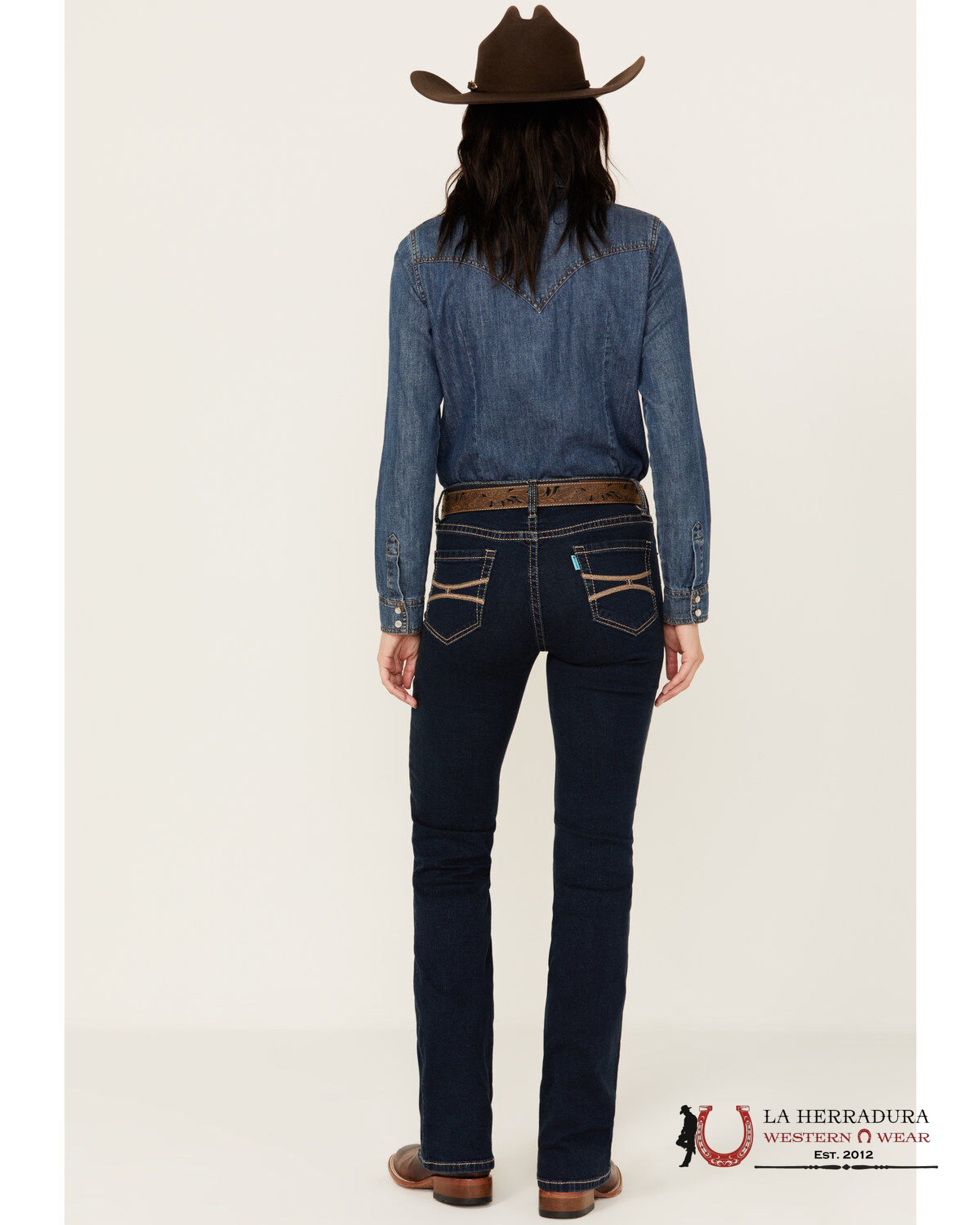 ROCK AND ROLL DARK WASH PETAL STITCH HIGH RISE BOOT 5797 ROCK&ROLL JEANS WOMEN