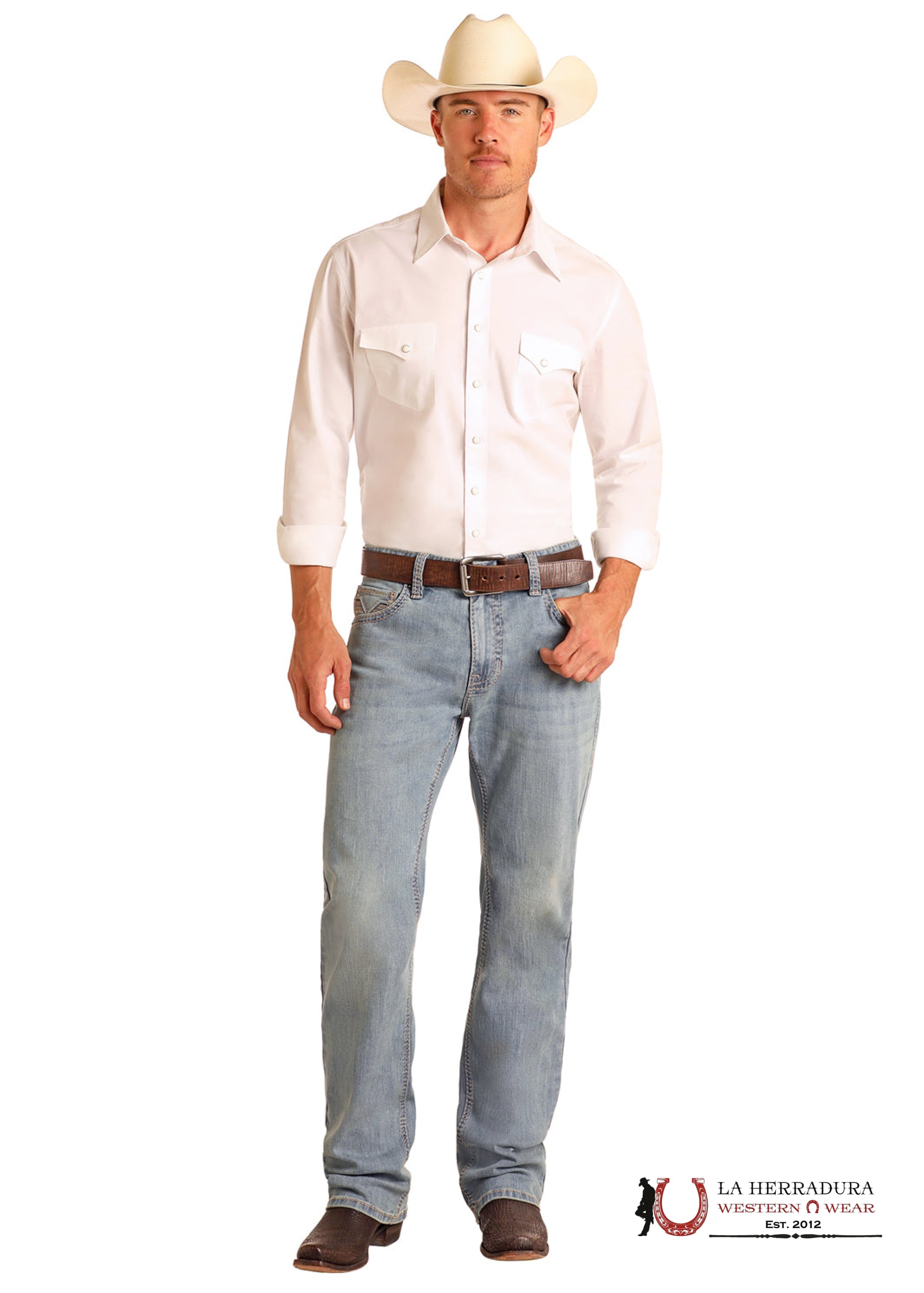 ROCK AND ROLL DOUBLE BARREL STRAIGHT BOOT RELAXED FIT LIGHT VINTAGE - BM0SD06125 ROPA HOMBRES