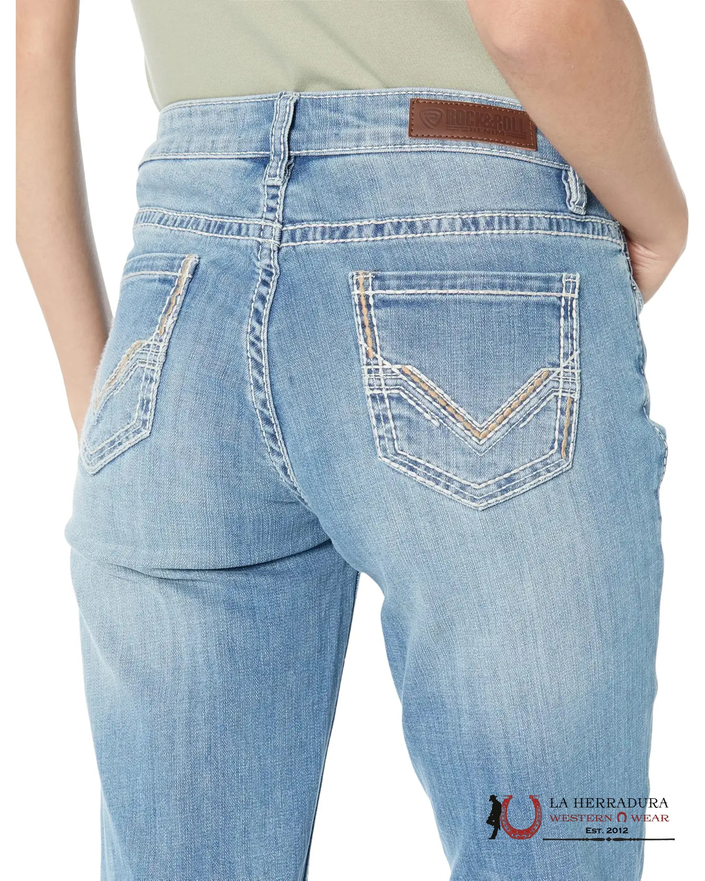 ROCK AND ROLL LIGHT VINTAGE IVORY KHAKI RIDING BOOT CUT JEAN RRWD4RRZT5 ROCK&ROLL JEANS WOMEN