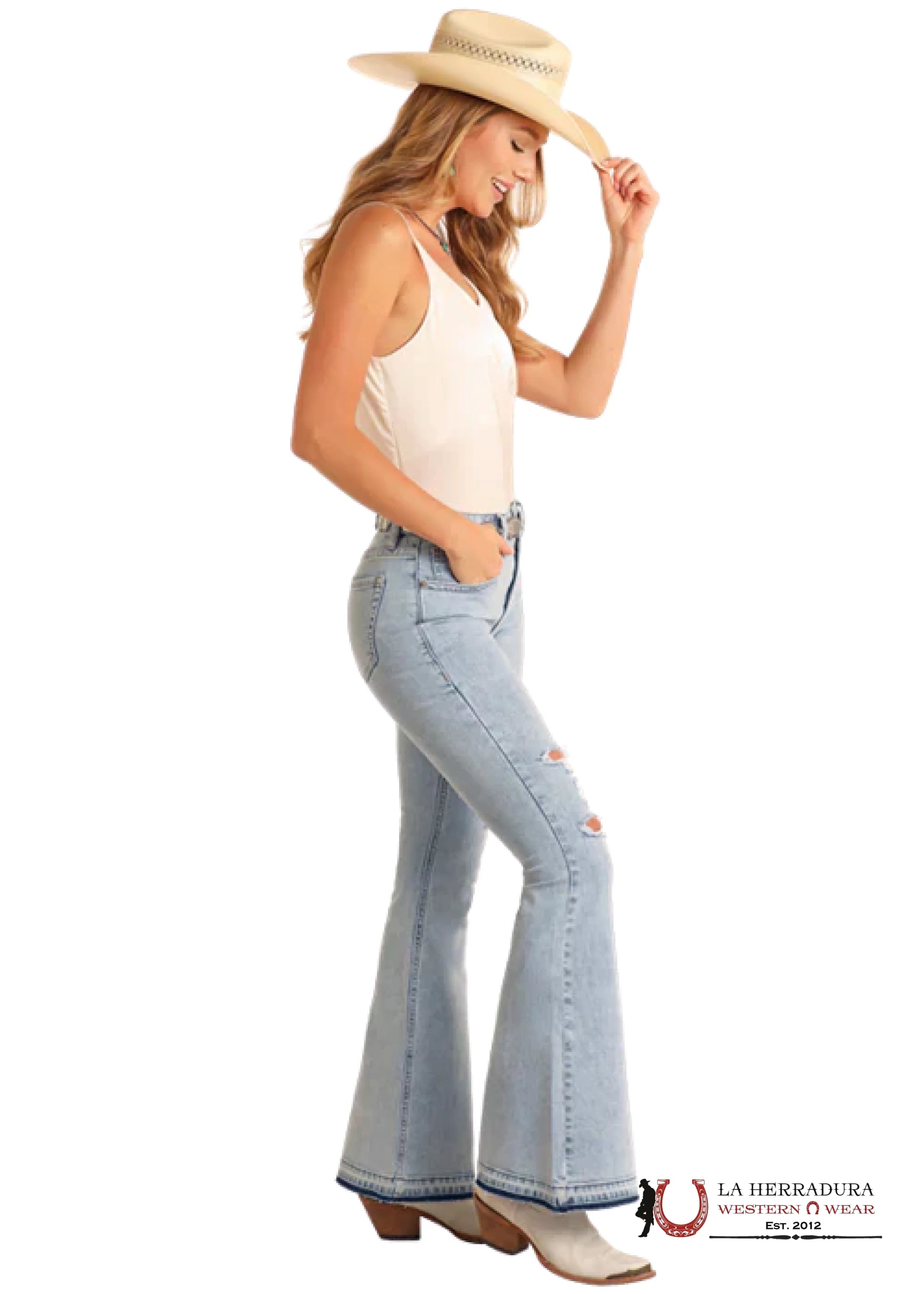 ROCK AND ROLL LIGHT WASH DISTRESSED HIGH RISE BW6HD06062 ROCK&ROLL JEANS WOMEN