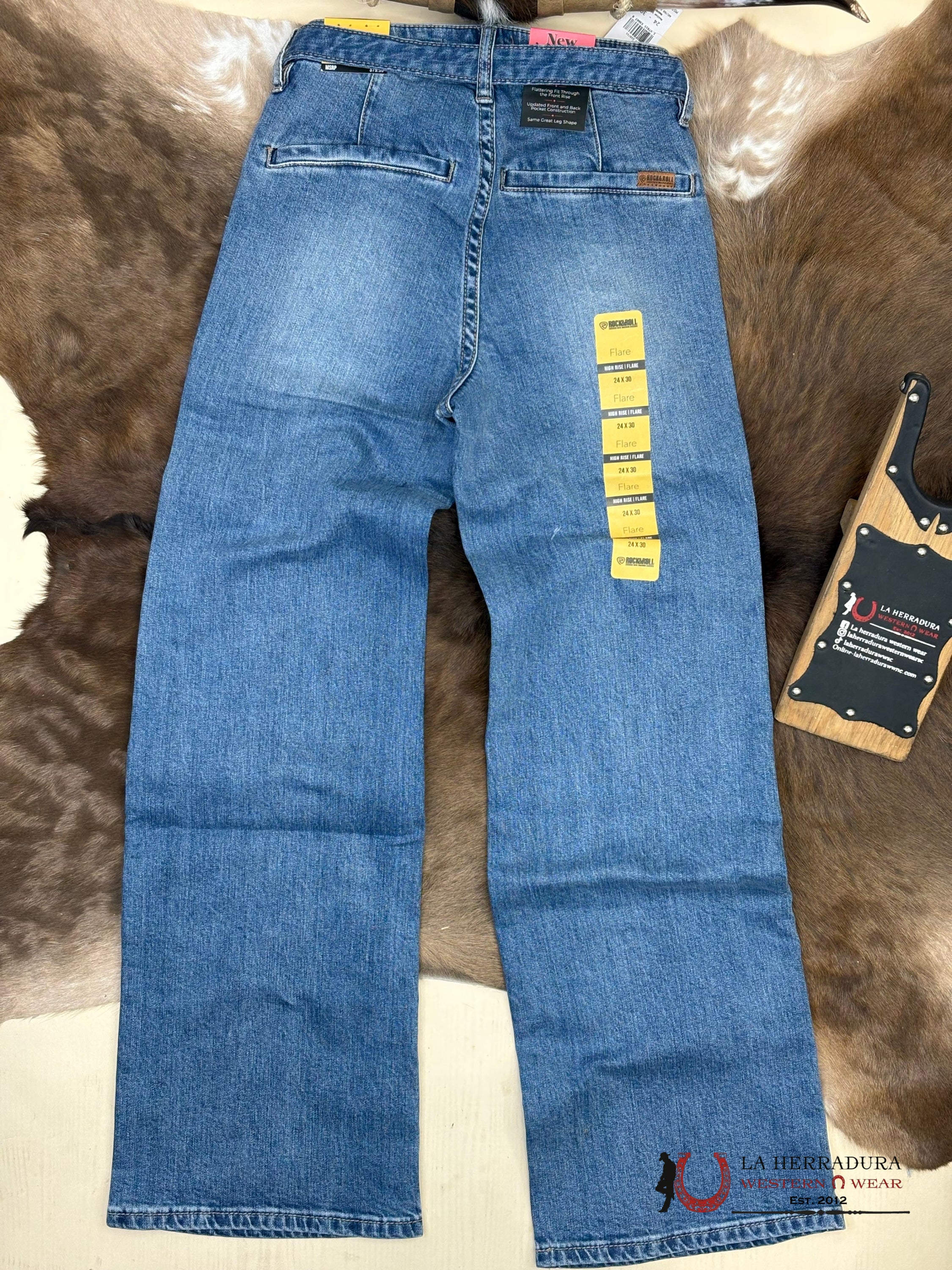 ROCK AND ROLL Medium Vintage Belted Relaxed Flare Jeans Wonens - 6063 ROCK&ROLL JEANS WOMEN