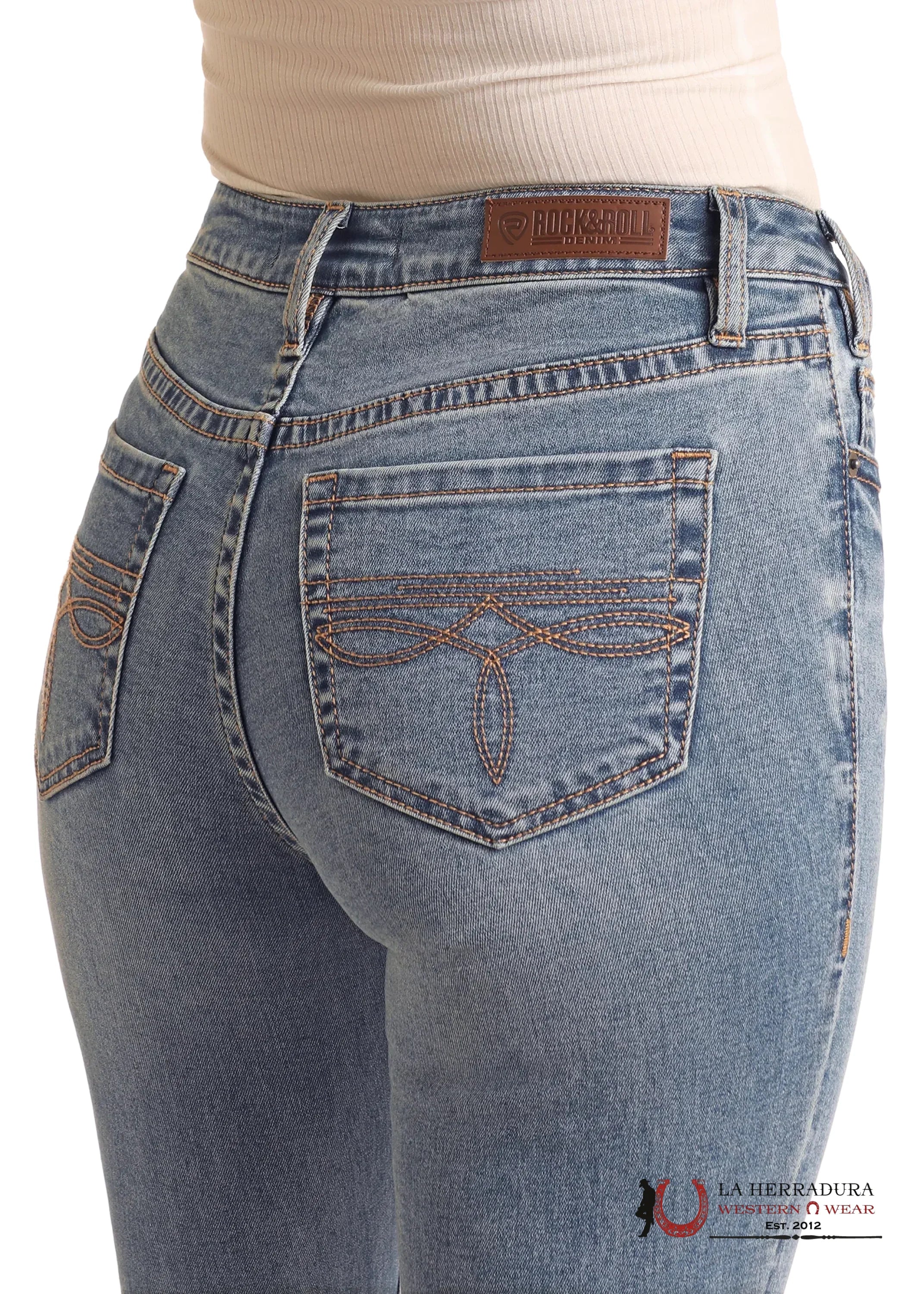 ROCK AND ROLL MEDIUM VINTAGE BOOT STITCH EMBROIDERED RIDING JEAN BW4RD06401 ROCK&ROLL JEANS WOMEN