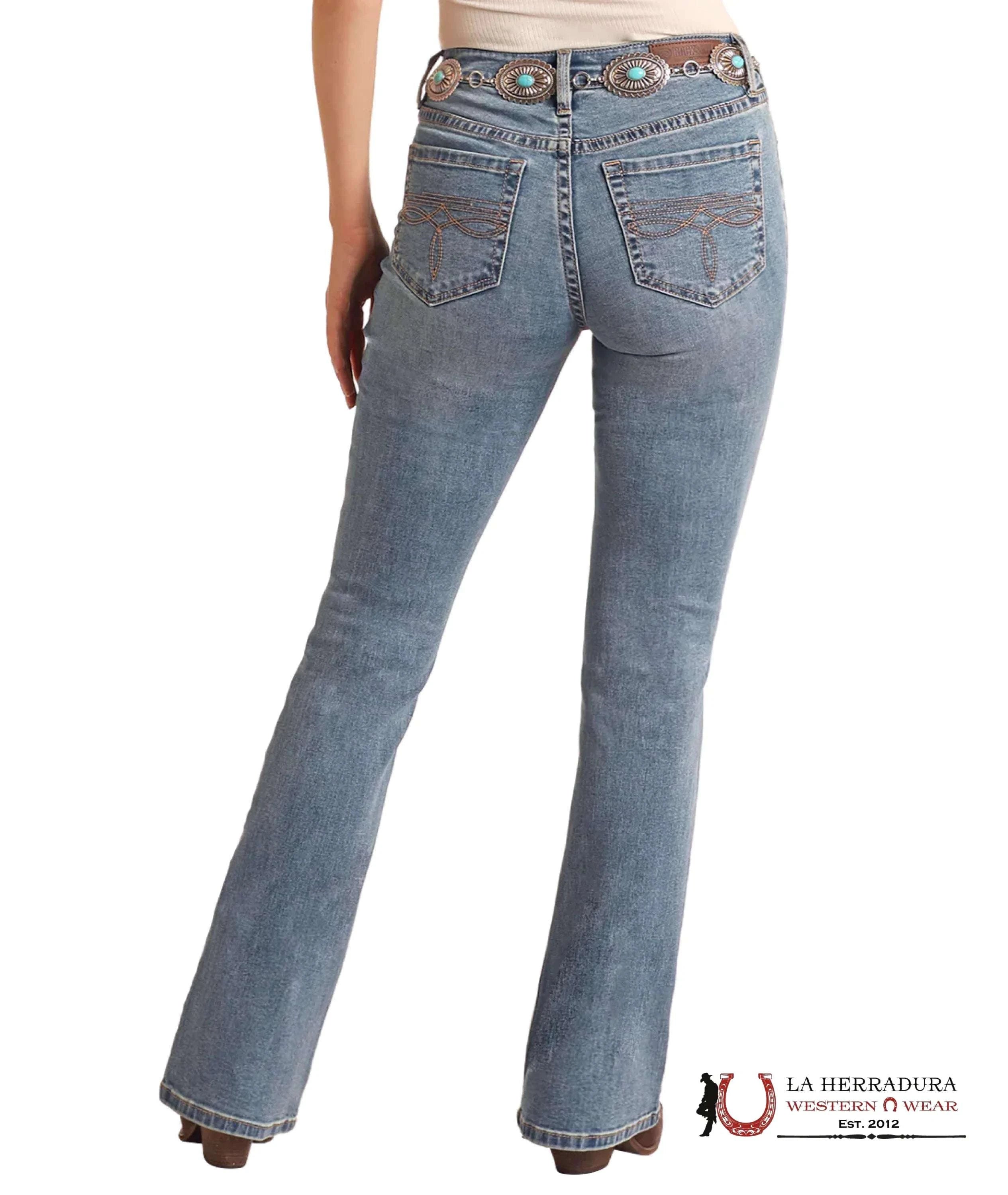 ROCK AND ROLL MEDIUM VINTAGE BOOT STITCH EMBROIDERED RIDING JEAN BW4RD06401 ROCK&ROLL JEANS WOMEN
