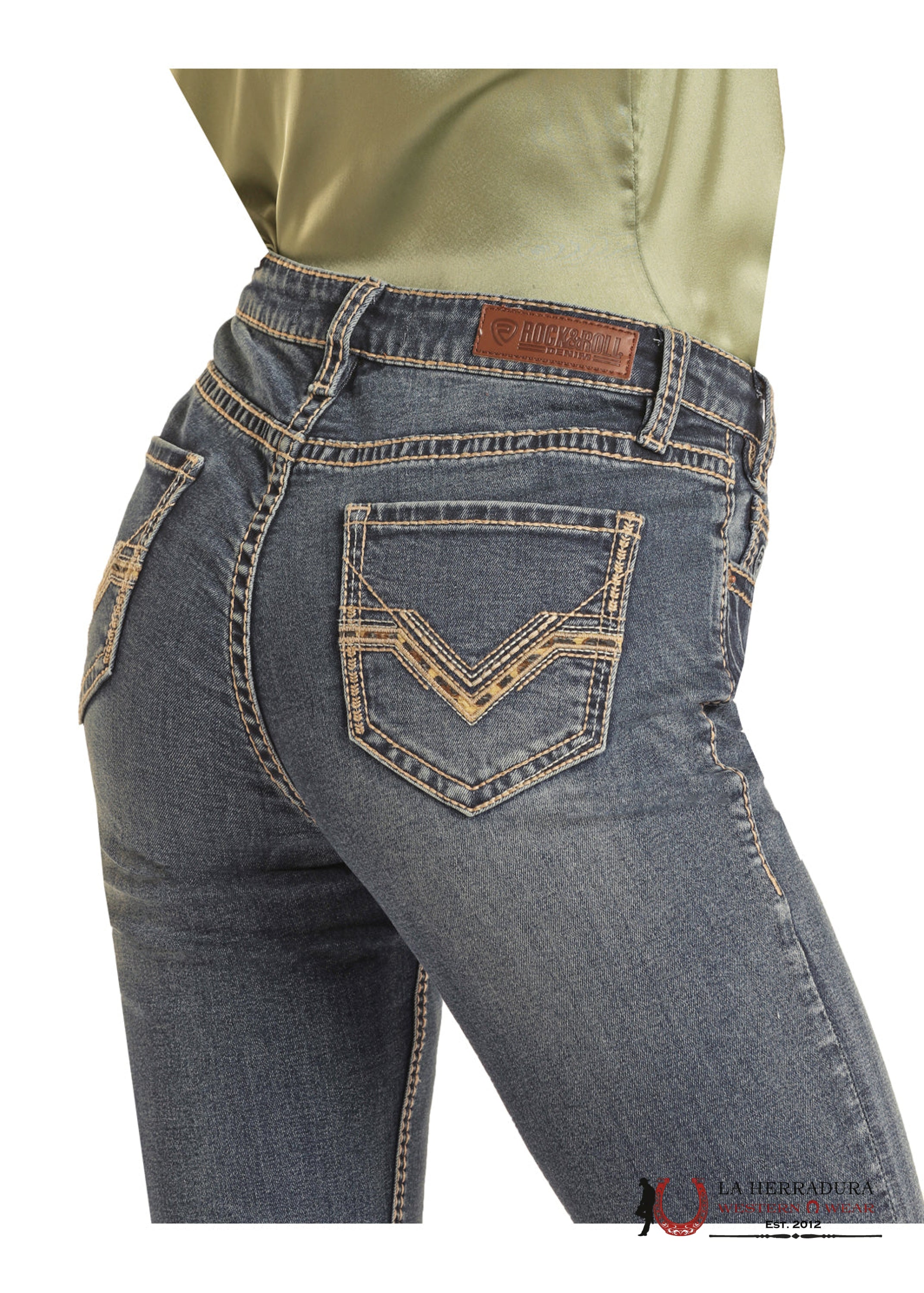 ROCK AND ROLL MEDIUM VINTAGE CHEETAH APPLIQUÉ EMBROIDERY RIDING BW4RD02458 ROCK&ROLL JEANS WOMEN